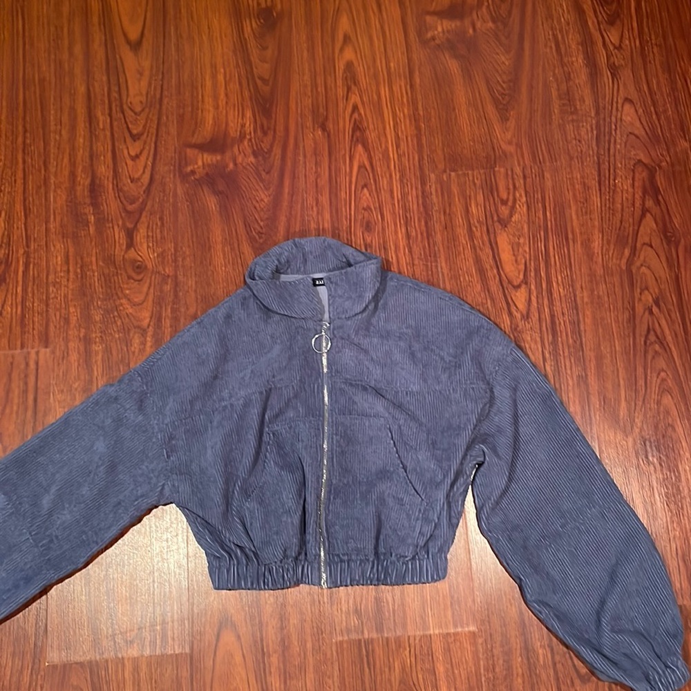 Zaful Corduroy Cropped Zip Up